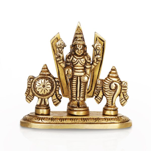 Balaji Murti - 3.5 Inches | Antique Brass Statue  Shankh Chakra Balaji Idol for Pooja  280 Gms Approx For Discount