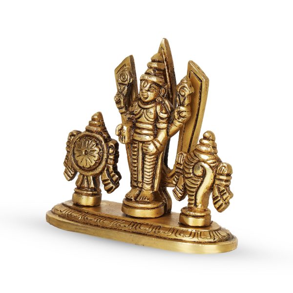 Balaji Murti - 3.5 Inches | Antique Brass Statue  Shankh Chakra Balaji Idol for Pooja  280 Gms Approx For Discount