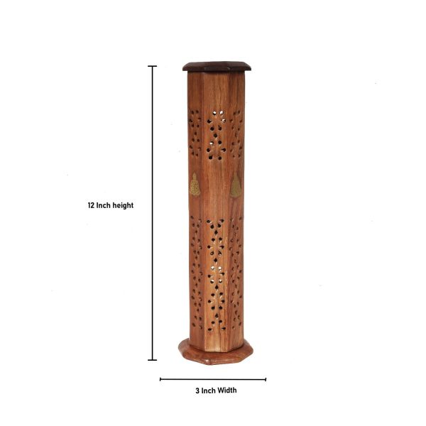 Agarbatti Stand - 12 x 3 Inches | Tower Shape Wooden Incense Holder  Dhoop Holder for Pooja Fashion