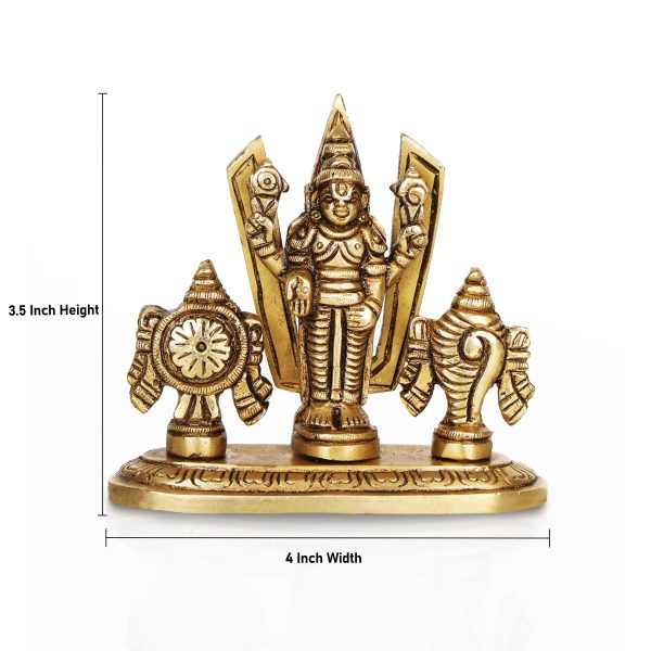 Balaji Murti - 3.5 Inches | Antique Brass Statue  Shankh Chakra Balaji Idol for Pooja  280 Gms Approx For Discount