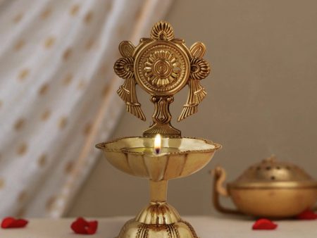 Brass Deep - 4.5 Inches | Chakra Lamp  Vilakku  Diya for Pooja  95 Gms Approx For Discount